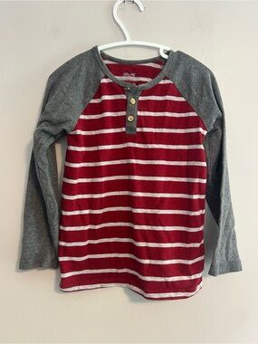 Little me 4t red & grey striped Long Sleeve shirt